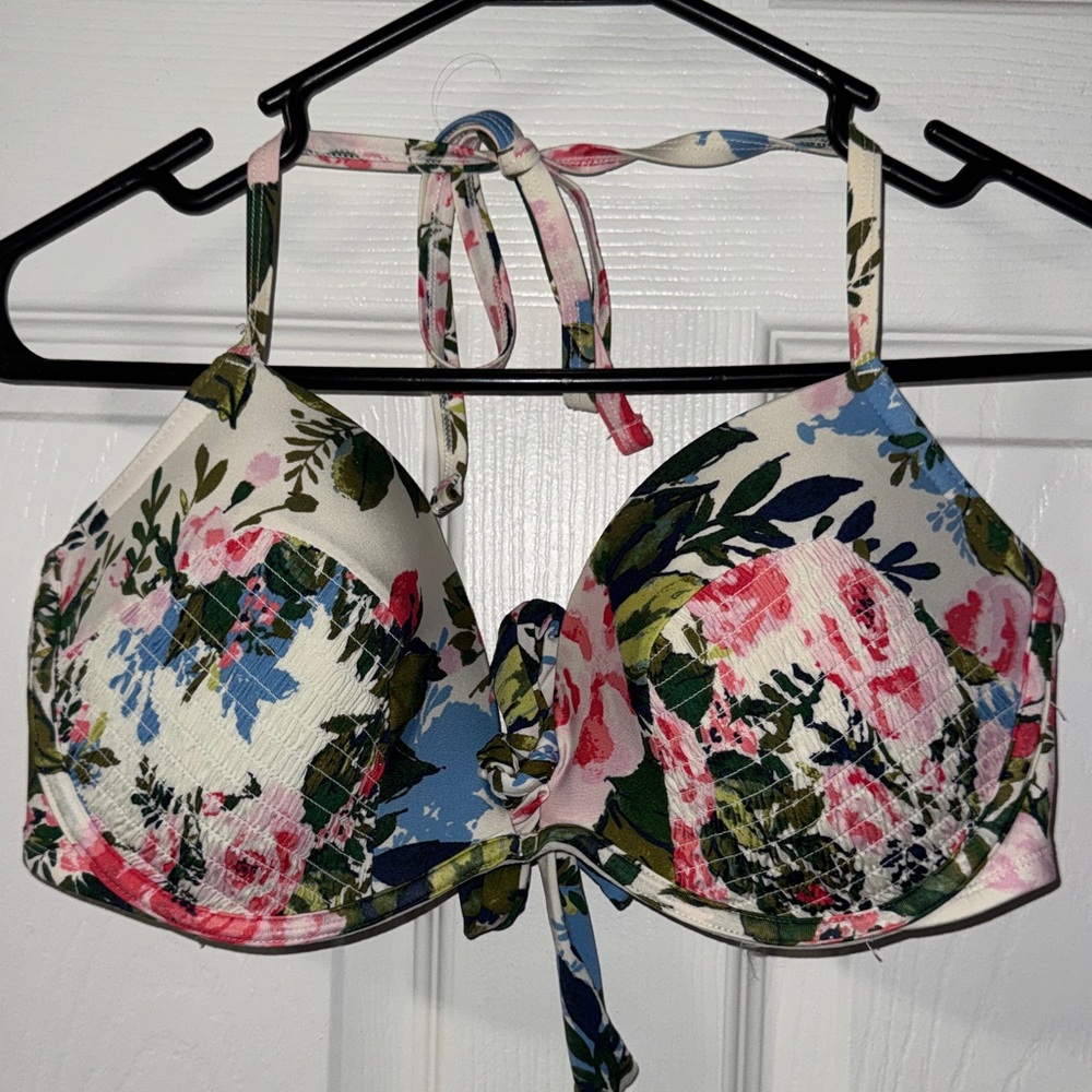 Time and Tru Multicolor Floral Bikini Top